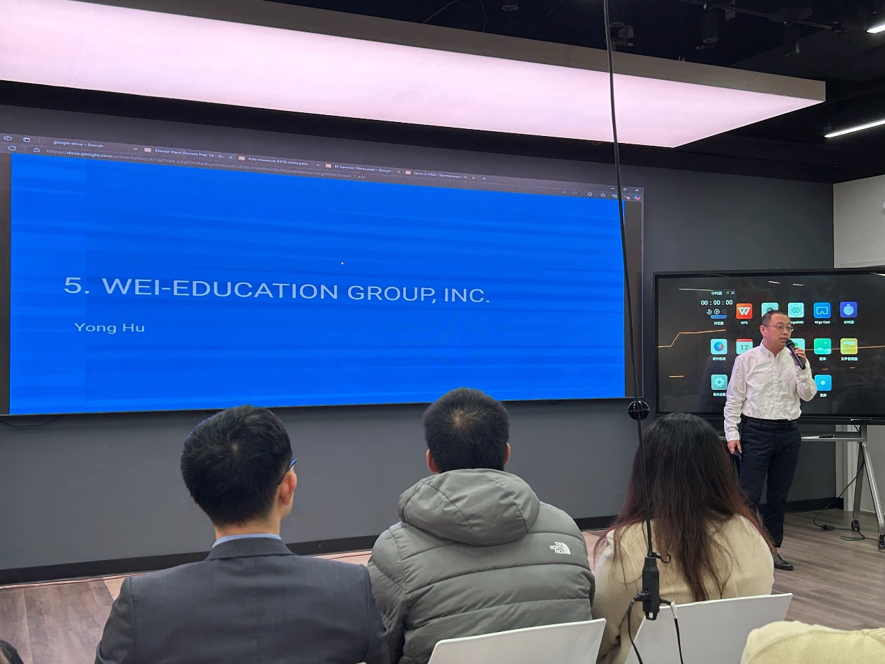Yong Hu presenting Wei Education